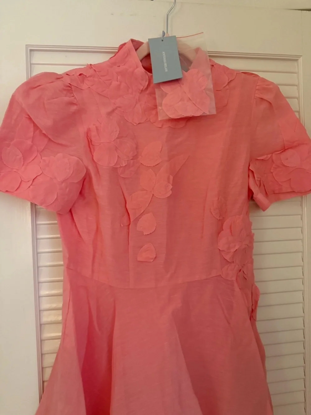 ANTONIO MELANI Pink Floral-Appliqué Fit & Flare Midi Dress - Picture 3 of 5